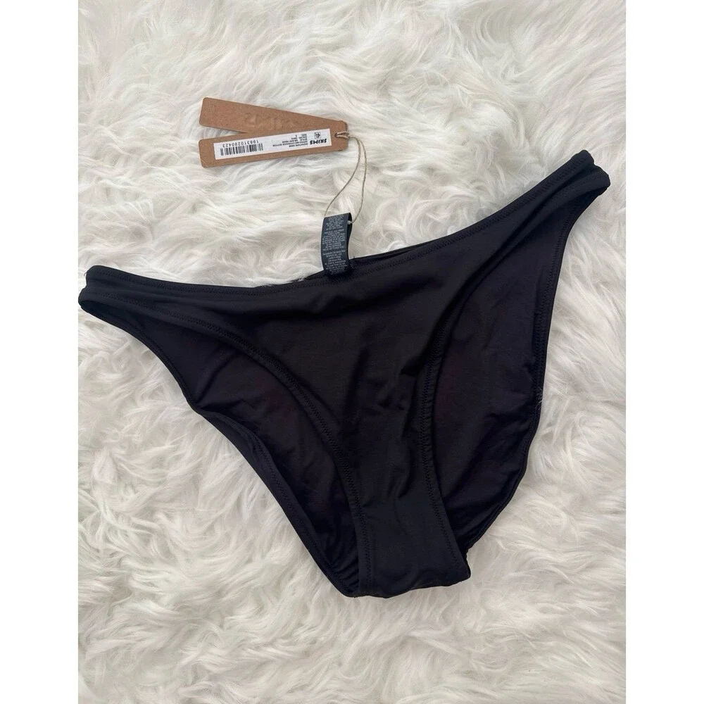 Skims Signature Swim Dipped Mid Coverage Bikini Bottom Onyx Size Small